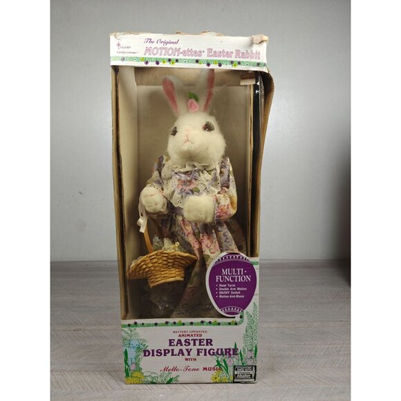Vintage Telco Motion-ettes Easter Rabbit Mrs Bunny Display Figure With Basket - Picture 11 of 11